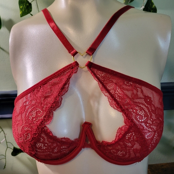 Frederick’s of Hollywood Red Lace Bra & Panty Set Lover Style S/M NWT - Picture 4 of 8
